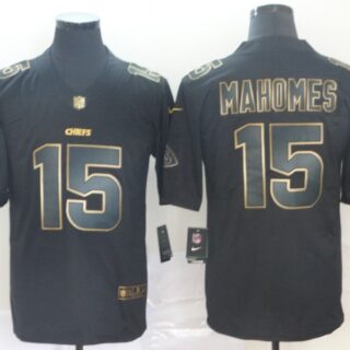 Nike Chiefs 15 Patrick Mahomes Black Gold Vapor Untouchable Limited Jersey