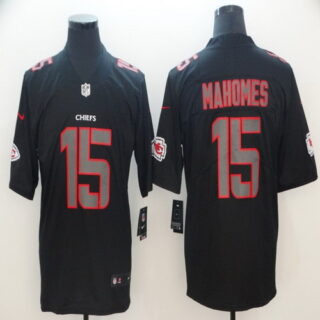Nike Chiefs 15 Patrick Mahomes Black Impact Rush Limited Jersey