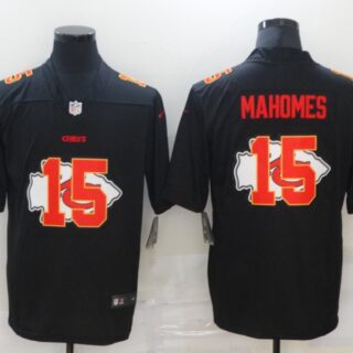 Nike Chiefs 15 Patrick Mahomes Black Shadow Logo Limited Jersey