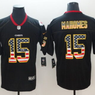 Nike Chiefs 15 Patrick Mahomes Black USA Flag Fashion Limited Jersey
