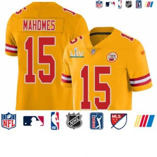 Nike Chiefs #15 Patrick Mahomes Gold Super Bowl LIV 2020 Men's Stitched NFL Limited Inverted Legend Jersey