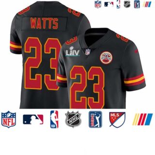 Nike Chiefs #23 Armani Watts Black Super Bowl LIV 2020 Men's Stitched NFL Limited Rush Jersey
