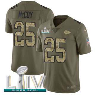 Nike Chiefs #25 LeSean McCoy Olive Camo Super Bowl LIV 2020 Men's Stitched NFL Limited 2017 Salute To Service Jersey