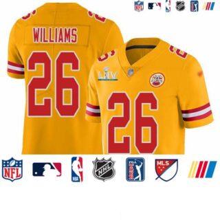 Nike Chiefs #26 Damien Williams Gold Super Bowl LIV 2020 Men's Stitched NFL Limited Inverted Legend Jersey