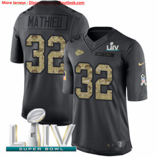 Nike Chiefs #32 Tyrann Mathieu Black Super Bowl LIV 2020 Men's Stitched NFL Limited 2016 Salute to Service Jersey