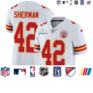 Nike Chiefs #42 Anthony Sherman White Super Bowl LIV 2020 Men's Stitched NFL Vapor Untouchable Limited Jersey