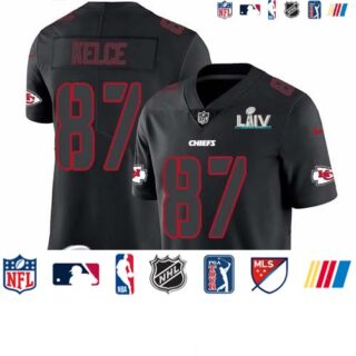Nike Chiefs #87 Travis Kelce Black Super Bowl LIV 2020 Men's Stitched NFL Limited Rush Impact Jersey