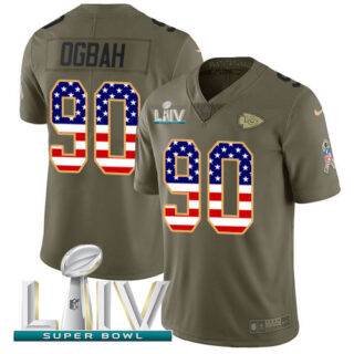 Nike Chiefs #90 Emmanuel Ogbah Olive USA Flag Super Bowl LIV 2020 Men's Stitched NFL Limited 2017 Salute To Service Jersey