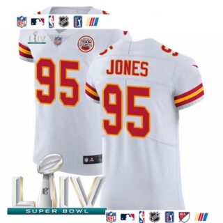 Nike Chiefs #95 Chris Jones White Super Bowl LIV 2020 Men's Stitched NFL New Elite Jersey