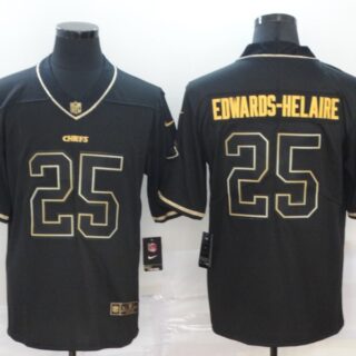 Nike Chiefs 25 Clyde Edwards Helaire Black Gold Vapor Untouchable Limited Jersey