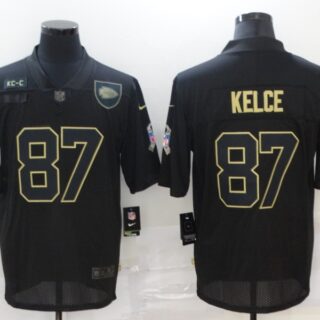 Nike Chiefs 87 Travis Kelce Black 2020 Salute To Service Limited Jersey