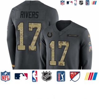Nike Colts #17 Philip Rivers Anthracite Salute to Service Men's Stitched NFL Limited Therma Long Sleeve Jersey