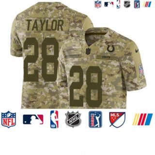 Nike Colts #28 Jonathan Taylor Camo Men's Stitched NFL Limited 2018 Salute To Service Jersey