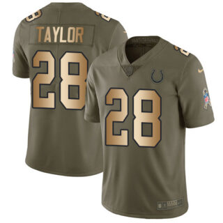 Nike Colts #28 Jonathan Taylor Olive Gold Men's Stitched NFL Limited 2017 Salute To Service Jersey