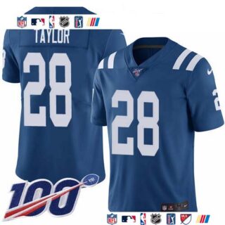 Nike Colts #28 Jonathan Taylor Royal Blue Team Color Men's Stitched NFL 100th Season Vapor Untouchable Limited Jersey