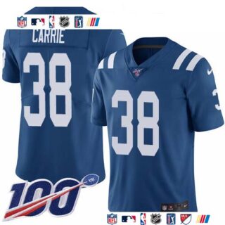 Nike Colts #38 T.J. Carrie Royal Blue Team Color Men's Stitched NFL 100th Season Vapor Untouchable Limited Jersey