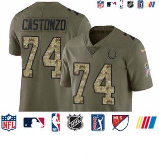 Nike Colts #74 Anthony Castonzo Olive Camo Men's Stitched NFL Limited 2017 Salute To Service Jersey