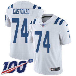 Nike Colts #74 Anthony Castonzo White Men's Stitched NFL 100th Season Vapor Untouchable Limited Jersey