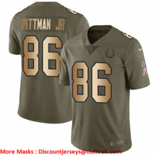Nike Colts #86 Michael Pittman Jr. Olive Gold Men's Stitched NFL Limited 2017 Salute To Service Jersey