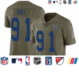 Nike Colts #91 Sheldon Day Olive Men's Stitched NFL Limited 2017 Salute To Service Jersey