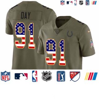 Nike Colts #91 Sheldon Day Olive USA Flag Men's Stitched NFL Limited 2017 Salute To Service Jersey