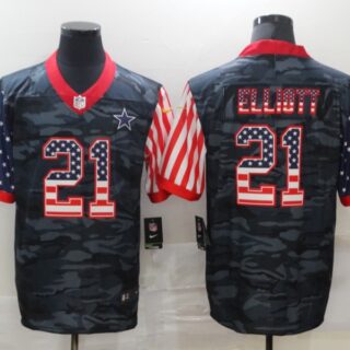Nike Cowboys 21 Ezekiel Elliott Camo 2020 USA Flag Limited Jersey