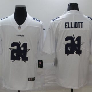 Nike Cowboys 21 Ezekiel Elliott White Shadow Logo Limited Jersey