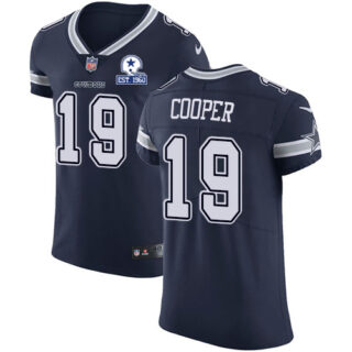 Nike Cowboys #19 Amari Cooper Navy Blue Team Color Men's Stitched With Established In 1960 Patch NFL Vapor Untouchable Elite Jersey