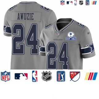 Nike Cowboys #24 Chidobe Awuzie Gray Men's Stitched With Established In 1960 Patch NFL Limited Inverted Legend Jersey
