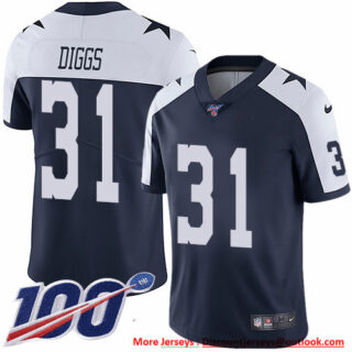 Nike Cowboys #31 Trevon Diggs Navy Blue Thanksgiving Men's Stitched NFL 100th Season Vapor Throwback Limited Jersey