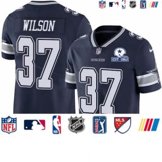 Nike Cowboys #37 Donovan Wilson Navy Blue Team Color Men's Stitched With Established In 1960 Patch NFL Vapor Untouchable Limited Jersey