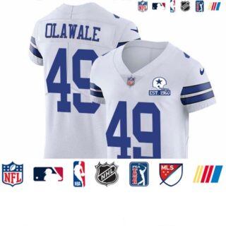 Nike Cowboys #49 Jamize Olawale White Men's Stitched With Established In 1960 Patch NFL New Elite Jersey