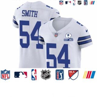 Nike Cowboys #54 Jaylon Smith White Men's Stitched With Established In 1960 Patch NFL New Elite Jersey