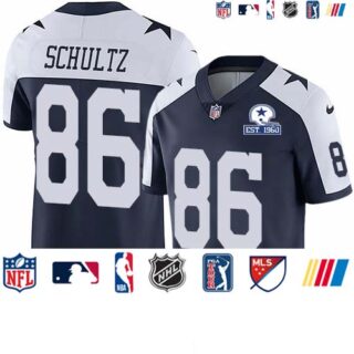 Nike Cowboys #86 Dalton Schultz Navy Blue Thanksgiving Men's Stitched With Established In 1960 Patch NFL Vapor Untouchable Limited Throwback Jersey