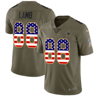 Nike Cowboys #88 CeeDee Lamb Olive USA Flag Men's Stitched NFL Limited 2017 Salute To Service Jersey