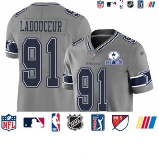 Nike Cowboys #91 L.P. Ladouceur Gray Men's Stitched With Established In 1960 Patch NFL Limited Inverted Legend Jersey