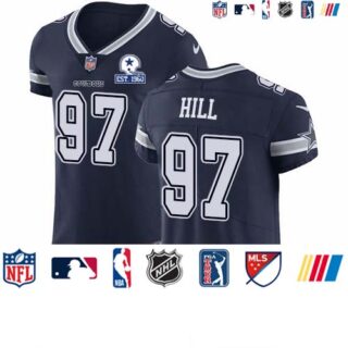Nike Cowboys #97 Trysten Hill Navy Blue Team Color Men's Stitched With Established In 1960 Patch NFL Vapor Untouchable Elite Jersey