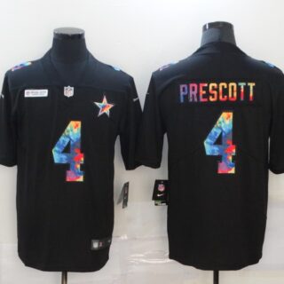Nike Cowboys 4 Dak Prescott Black Vapor Untouchable Rainbow Limited Jersey