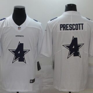 Nike Cowboys 4 Dak Prescott White Shadow Logo Limited Jersey