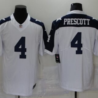 Nike Cowboys 4 Dak Prescott White Throwback Vapor Untouchable Limited Jersey