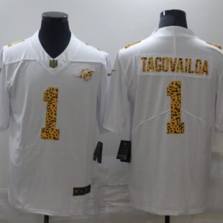 Nike Dolphins 1 Tua Tagovailoa White Leopard Vapor Untouchable Limited Jersey