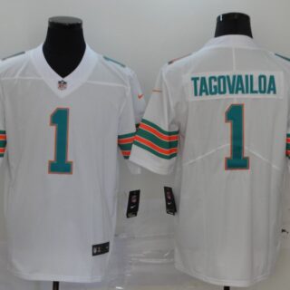 Nike Dolphins 1 Tua Tagovailoa White Throwback Vapor Untouchable Limited Jersey