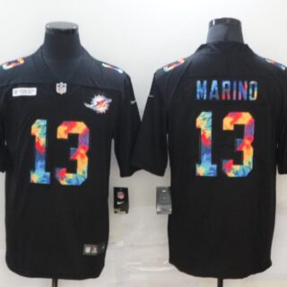 Nike Dolphins 13 Dan Marino Black Vapor Untouchable Rainbow Limited Jersey