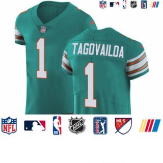 Nike Dolphins #1 Tua Tagovailoa Aqua Green Alternate Men's Stitched NFL New Elite Jersey