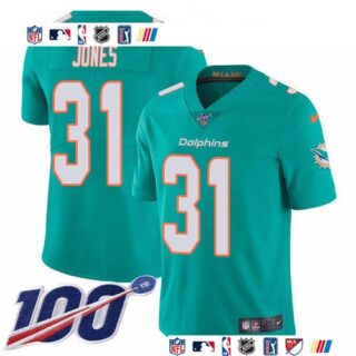 Nike Dolphins #31 Byron Jones Aqua Green Team Color Men's Stitched NFL 100th Season Vapor Untouchable Limited Jersey