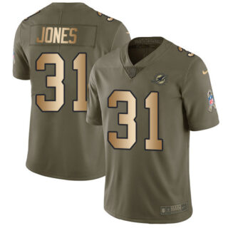 Nike Dolphins #31 Byron Jones Olive Gold Men's Stitched NFL Limited 2017 Salute To Service Jersey