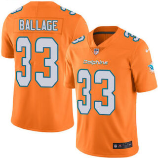 Nike Dolphins #33 Kalen Ballage Orange Men's Stitched NFL Limited Rush Jersey