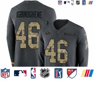 Nike Dolphins #46 Noah Igbinoghene Anthracite Salute to Service Men's Stitched NFL Limited Therma Long Sleeve Jersey