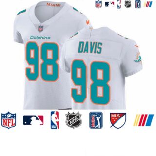 Nike Dolphins #98 Raekwon Davis White Men's Stitched NFL New Elite Jersey