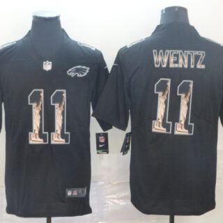 Nike Eagles 11 Carson Wentz Black Statue Of Liberty Limited Jersey